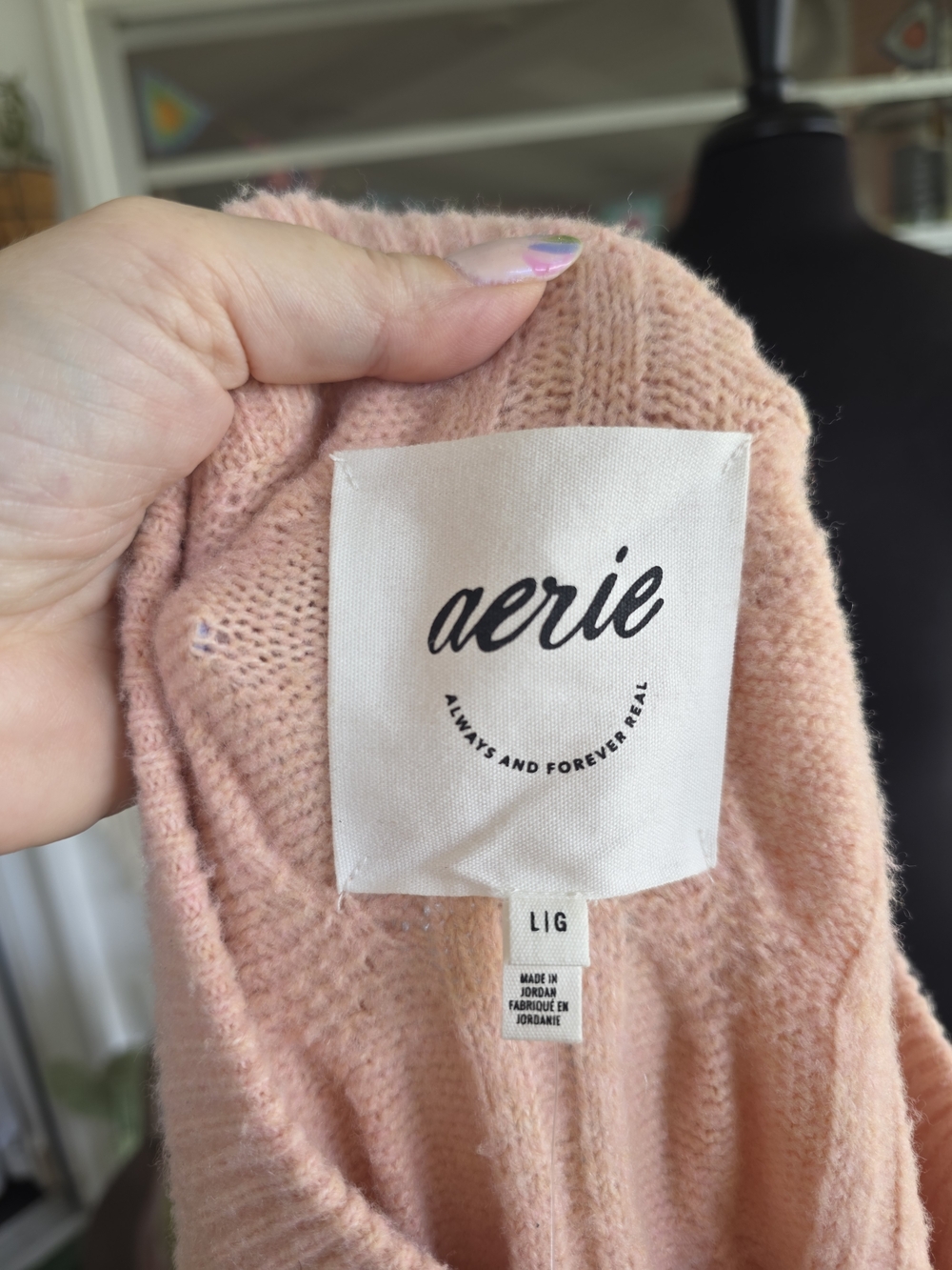 NWT Aerie Peach Cable Crewneck Sweater Super Soft Large Oversized - Picture 11 of 15